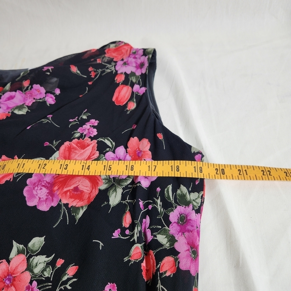 Evan Picone Black Dress with Pink and Purple Floral Design Womens Size 12 - Picture 5 of 6